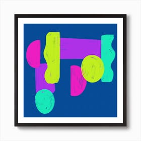 Rainbow Of Neon 90s Shapes Art Print