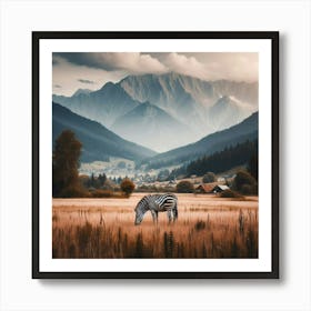 Zebra In The Field Art Print