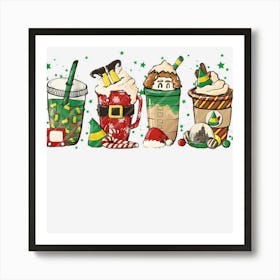 Iced Latte Snowmen Sweets Snow Christmas Coffee Art Print