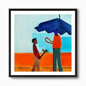 Man With An Umbrella Art Print