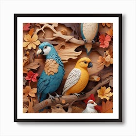 Birds On A Branch Art Print