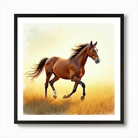 Horse Galloping In The Field 1 Art Print