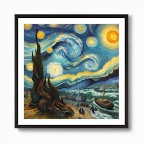 Van Gogh style, Chocolate Typhoon 1 Art Print