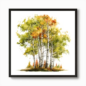 Watercolor Birch Trees Art Print