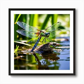 Nature Dragonfly Mating Couple Insect Sitting Duck Pond Lively Dvd Fauna Wild Animal Gras (12) Art Print