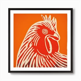Retro Bird Lithograph Chicken 4 Art Print