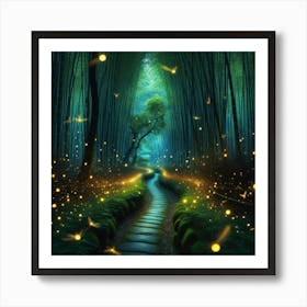 Fireflies In The Forest Art Print