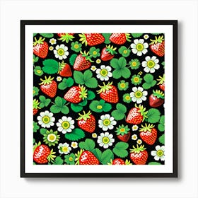 Strawberry Strawberries Fruir Pattern Art Print