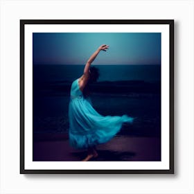 Woman Dancing On The Beach Art Print