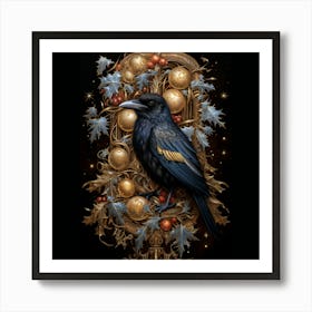 Christmas Crow Art Print