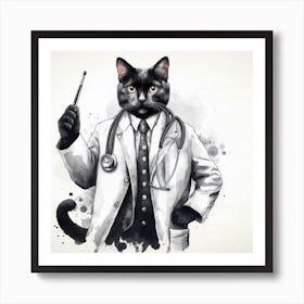 Doctor Cat Art Print