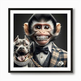 Monkey And Dog 2 Art Print