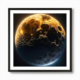 Bright Full Moon In Space Art Print