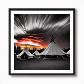 Teepees At Sunset 1 Poster