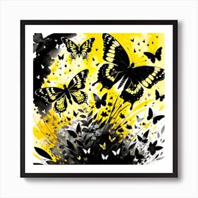 Black And Yellow Butterflies 1 Art Print