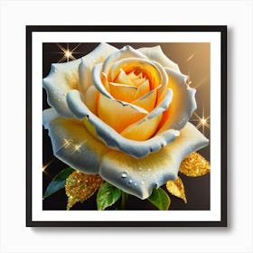 Gold plated white rose Art Print