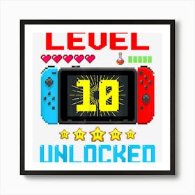 Birthday Boys Level 10 Unlocked Video Gamer Birthday Art Print