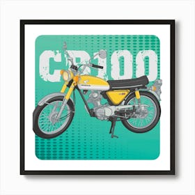 Motorcycle Design Logo Colorful Vehicle Motorbike Vintage Art Print