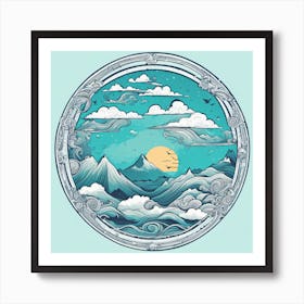 Ocean In A Circle Art Print