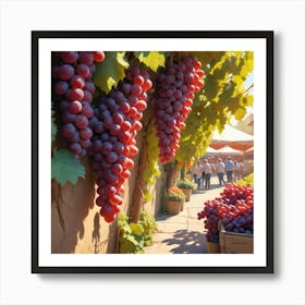 Lush Vibrant Red Grapes Dangle Art Print