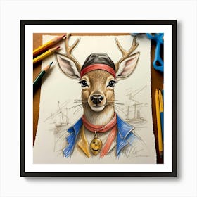 Pirate Deer 11 Art Print