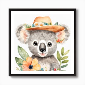 Floral Baby Koala Nursery Illustration (16) Art Print