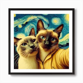 Starry Night Cats Art Print