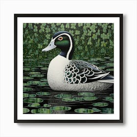 Ohara Koson Inspired Bird Painting Wood Duck 3 Square Art Print