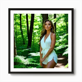 Model Female Woods Forest Nature Fashion Beauty Portrait Trees Greenery Wilderness Outdoo (35) Art Print