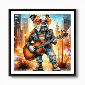 Rockabilly Bulldog 1 Art Print