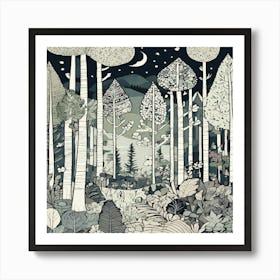 Night In The Forest Art Print