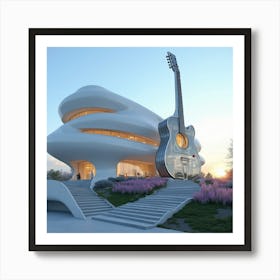 Futuristic House With Guitar Art Print