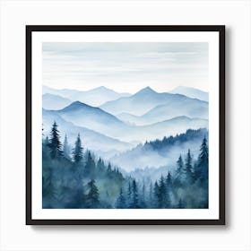 Watercolor Of Mountains Art Print