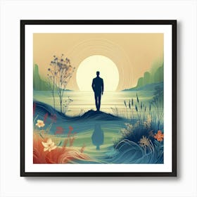 Man Standing In Water 2 Art Print