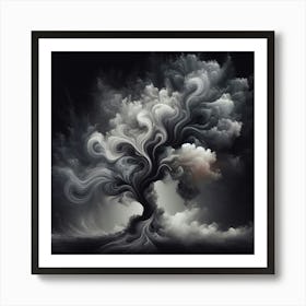 Abstract modernist Smoky tree Art Print