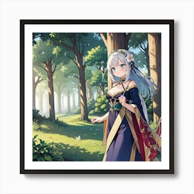 Anime Girl In A Forest Poster