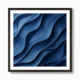 Abstract Blue Wavy Wallpaper Art Print