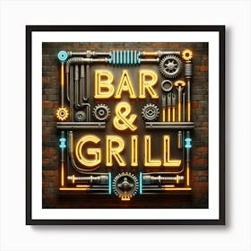 Neon Bar & Grill Sign Art Print
