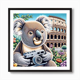 Koala In Rome 3 Art Print