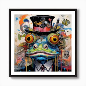 Frog with hat Poster