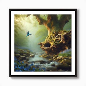 Kingfisher In The Forest 5 Art Print