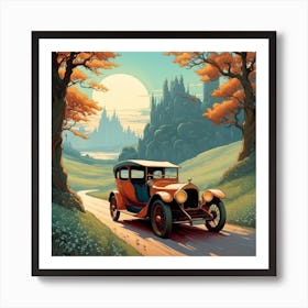 Old Car On The Road Art Print