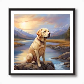  Labrador Retriever dog  valley art  Art Print