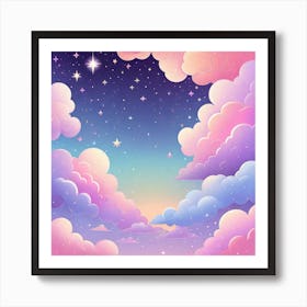 Sky With Twinkling Stars In Pastel Colors Square Composition 287 Art Print