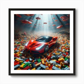 Lego Car In Space Affiche