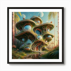 Huge colorful futuristic house design with vibrant details 15 Art Print