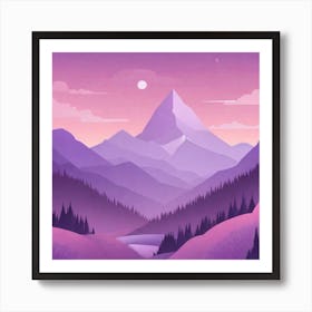 Misty mountains background in purple tone 37 Art Print