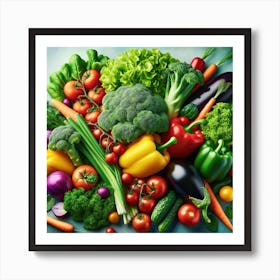 A Vibrant And Colorful Image Showcasing A Variety Of Fresh Vegetables Arranged In An Appealing And Artistic Manner Art Print