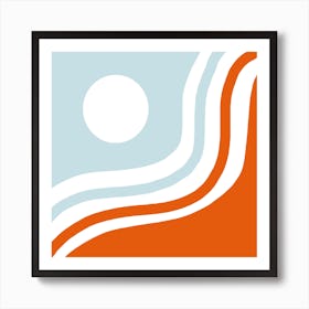 Blue and Orange Sun And Waves Art Print