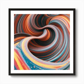 Close-up of colorful wave of tangled paint abstract art 35 Art Print